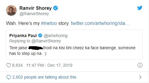 Ranvir Shorey Bollywood Me Too