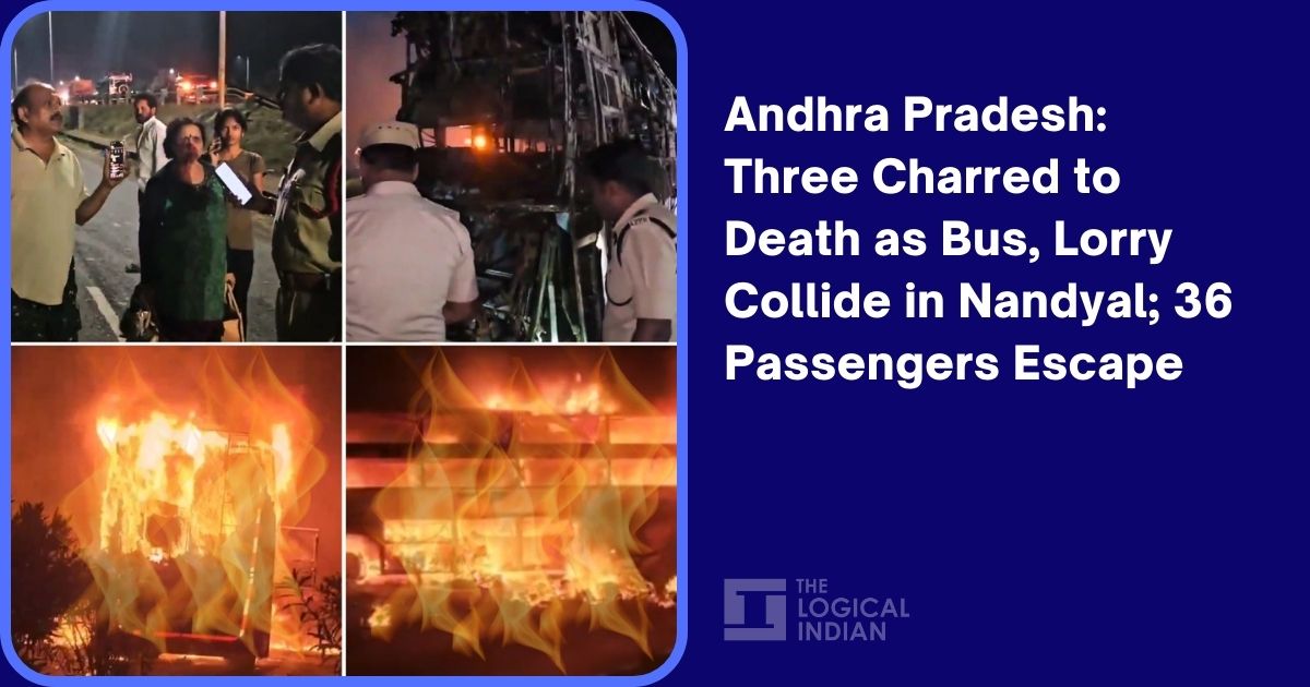 Andhra Pradesh: Three Charred to Death as Bus, Lorry Collide in Nandyal; 36 Passengers Escape