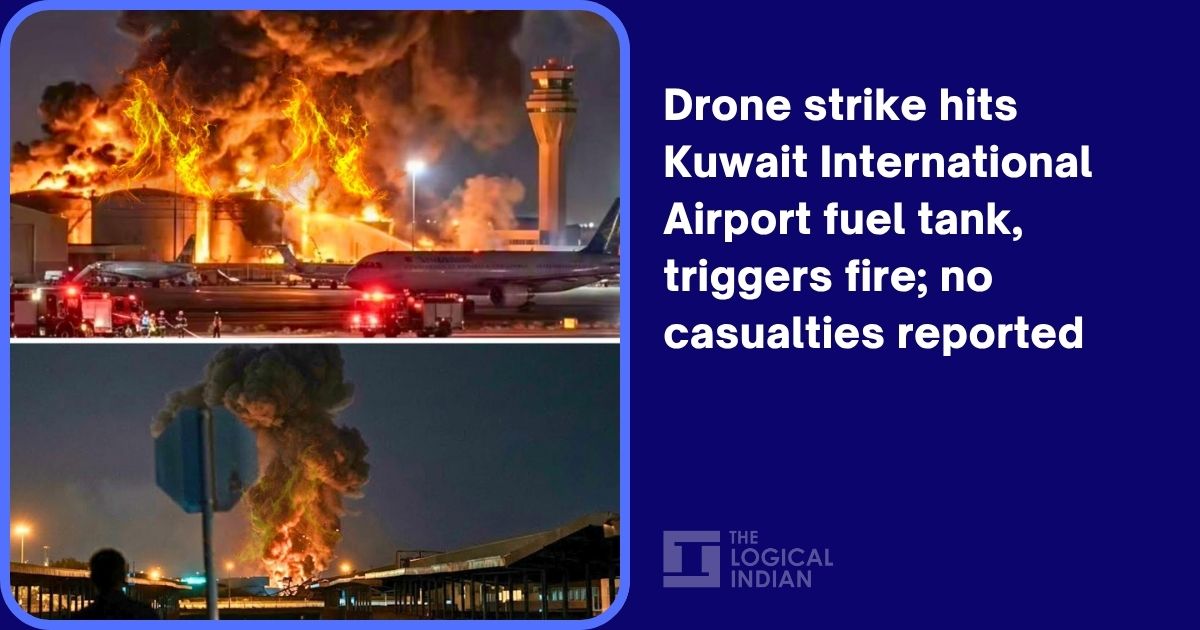 Drone strike hits Kuwait International Airport fuel tank, triggers fire; no casualties reported