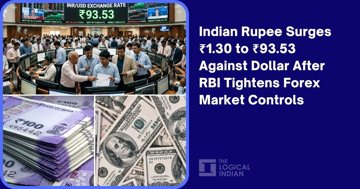 Indian Rupee Surges ₹1.30 to ₹93.53 Against Dollar After RBI Tightens ...