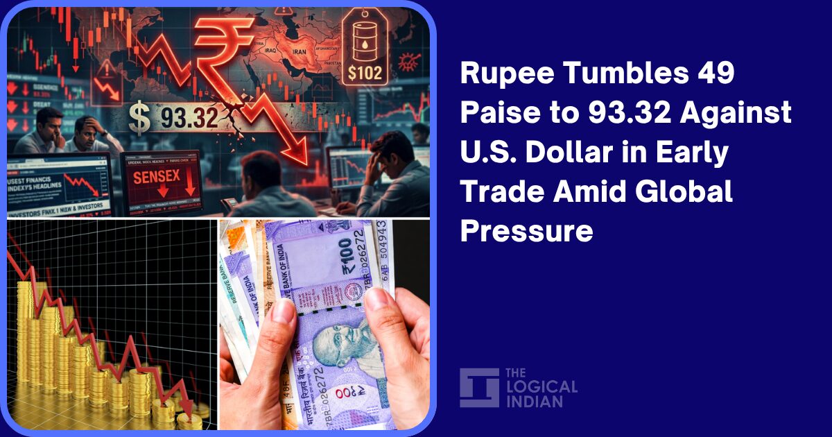 Rupee Tumbles 49 Paise to 93.32 Against U.S. Dollar in Early Trade Amid Global Pressure